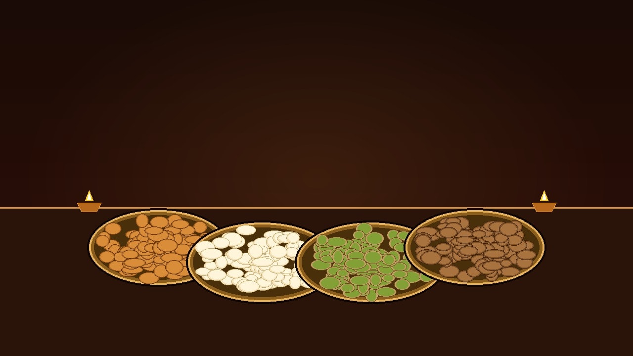 Festive Diwali dry fruit gift presentation featuring premium roasted almonds, creamy whole cashews, pistachios, and walnuts in elegant brass bowls.